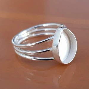 Vente en gros 925 Sterling Silver Triple Band Ring Poire 5x7mm Bezel Cup Blank Collet Ring DIY Handmade Jewelry Base Ring Supplies - Product Image 3