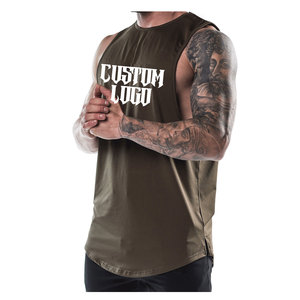 High Quality Solid Color Custom Ribbed Knitted Plus Size Breathable Eco-Friendly Men's Gym Sports Tank Tops Stringer Muscle - Product Image 2