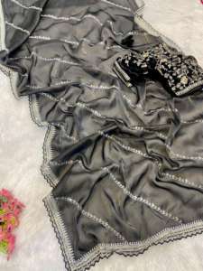 Festival spécial fête porter Designer rouge Bollywood Saree pour mariage lourd vêtements exclusifs pour les femmes avec chemisier fantaisie ethnique - Product Image 6