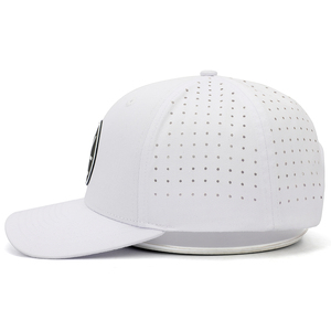 Casquette de baseball personnalisée 6 panneaux blanc unisexe, polyester/coton broderie laser trou perforé en caoutchouc casquette de baseball chapeaux de sport - Product Image 4