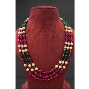 Trendy Three <b>Layer</b> Mala With Pearl Simple Look With Earrings For Engagement Wedding For Women - Product Image 1