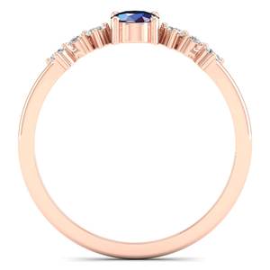 Anillo de Compromiso de Plata de Ley 925 con Zafiro Azul Redondo de 0.35 Quilates y Moissanita, Precio de Fábrica REYES - Product Image 4