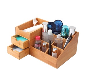 <b>Makeup</b> Organizer, Bamboo Bathroom Counter Organizers and Storage for <b>Vanity</b> Countertop or Dresser Top, Wood Cosmetic Tray Brush - Product Image 1