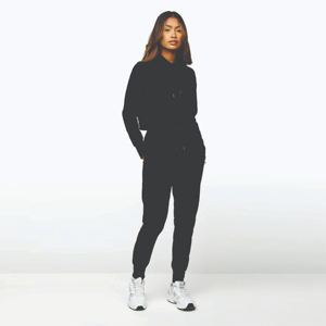 Venta al por mayor de las mujeres Puff impreso pulóver recortado Sudadera con capucha hecha a medida 45% algodón 55% poliéster forro polar Sky Script - Product Image 3