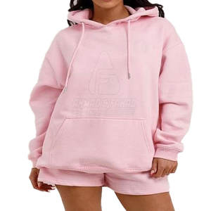 Conjunto de Sudadera con Capucha y Pantalones Cortos para Mujer, Estilo Moderno, Invierno, Color Sólido, Personalizable, Ligero y Transpirable - Product Image 3