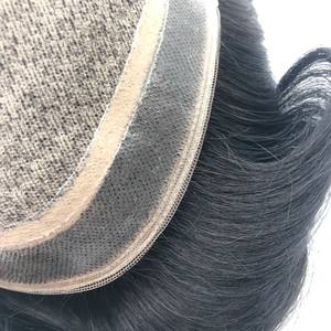 Perruque Courte Homme Livraison Rapide, Cheveux Naturels Superposés, Effet Volumineux, Raie Latérale, Cheveux Humains Remy, Base en Soie Résistante à la Chaleur, Densité 130%-150% - Product Image 2