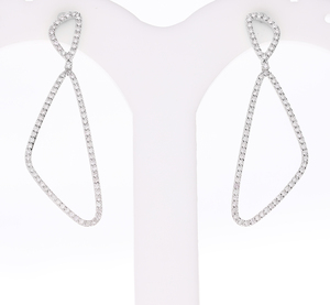 Pendientes colgantes geométricos asimétricos de oro de 14 quilates modernos con diamantes redondos naturales en diseño de Marco abierto para un estilo de declaración elegante - Product Image 2
