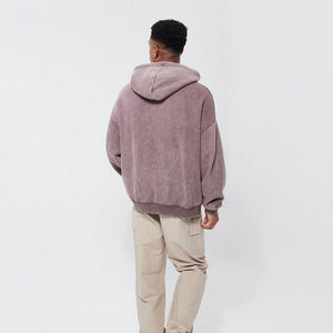 Sudaderas con capucha básicas de moda de alta calidad para hombre, 100% algodón mezclado con su logotipo, sudaderas con capucha de lavado ácido como demanda personalizada - Product Image 4