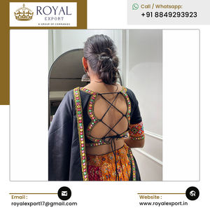 Ropa étnica india de alta calidad Especial Navratri Algodón puro Lehenga Choli Impreso con trabajo Gamthi a precio mayorista - Product Image 5