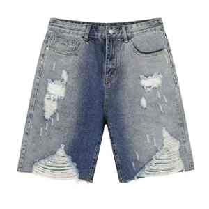 Streetwear d'été vintage Jorts personnalisés pour hommes, jeans baggy en coton délavé foncé, tricoté style urbain Vintage - Product Image 1