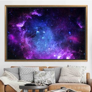 Impresión en lienzo de galaxia estrellada: impresionante obra de arte del cielo nocturno, lienzo con marco dorado - Product Image 1