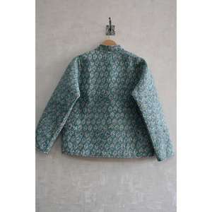 Chaqueta de Algodón Acolchada Reversible Hecha a Mano, Ecológica, con Estampado Floral en Bloques, Manga Larga, Estilo Étnico, Ropa de Abrigo para Invierno - Product Image 4