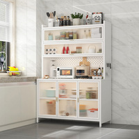 Buffet de luxe multi-niveaux avec portes vitrées, meuble de rangement de cuisine en métal de haute qualité, idéal pour les restaurants