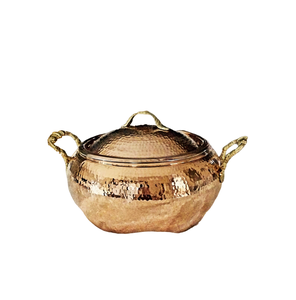 Pot à vaisselle en cuivre pur le plus vendu avec poignée isolée Look de qualité supérieure Design en relief Finition polie Articles utilitaires - Product Image 5