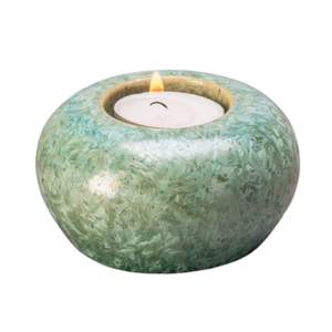 เชิงเทียนหินอ่อนสีเบจแบบแตกที่วางเทียนทีไลท์ประติมากรรมศิลปะหินธรรมชาติตกแต่งบ้านเชิงเทียนโกศ - Product Image 4