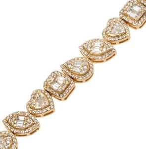 18mm Yellow Gold & <b>Sterling</b> <b>Silver</b> Multi Shape Moissanite Charm <b>Bracelet</b> VVS Luxury Style Jewelry for Women <b>Men</b> - Product Image 2