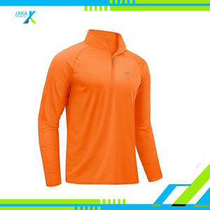 Chemises athlétiques à manches longues avec fermeture éclair pour hommes Pullover UPF 50 Sun Protection Rash Guard Outdoor Running Training T Shirts - Product Image 5