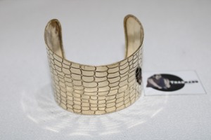 Dernière manchette traditionnelle en laiton peau de serpent mosaïque concave accrocheur manchette de bras perle bijoux artificiels bracelets en cuivre bracelets - Product Image 3