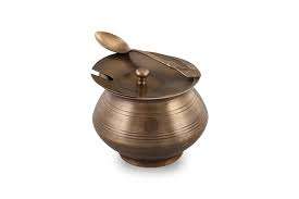 Récipient de stockage traditionnel artisanal en laiton Antique Ghee Pot pour cornichons et épices Vintage Kitchen king - Product Image 5