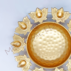 Tazón Urli de hierro grande de alta calidad, decoración festiva original del hogar de la fábrica India para la oficina de Diwali; Regalo de decoración de flores flotantes - Product Image 3