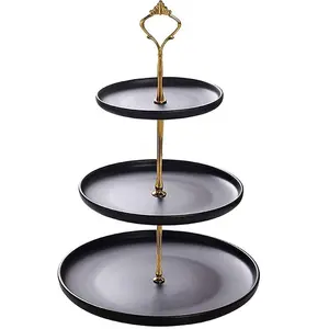 Wholesale Supply New Design 3 Tier Black Metal Cake Stand for Party Serving Cake Stand from Indian Supplier hot selling product