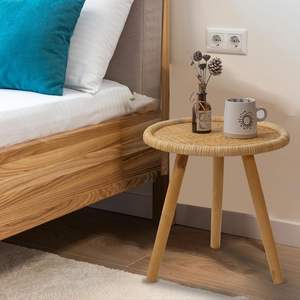 La mejor opción para la decoración del hogar Mesa de centro redonda de ratán hecha a mano Mesa auxiliar elegante para muebles de sala de estar modernos - Product Image 3
