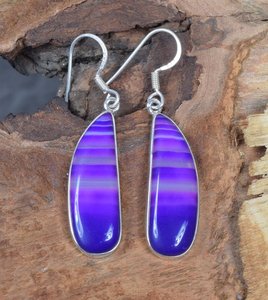 Pendientes de Ágata de Botswana Púrpura, Plata de Ley 925, Hechos a Mano, Joyería de Piedras Preciosas, Regalo de Moda para Mujer - Product Image 2