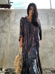 Eco-friendly Summer 100% Rayon <b>Kaftan</b> for <b>Women</b> Hand-Tied and Dyed Simple Sexy Dress for Wedding and Holidays Resort Wear - Product Image 6