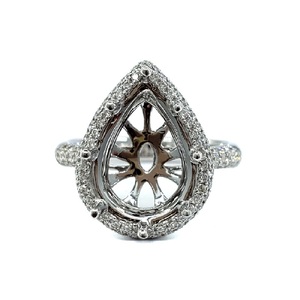 Bijoux de production rapide, belle qualité supérieure, or blanc massif 18 carats, diamant naturel taille brillant, demi-monture classique pour mariage - Product Image 1