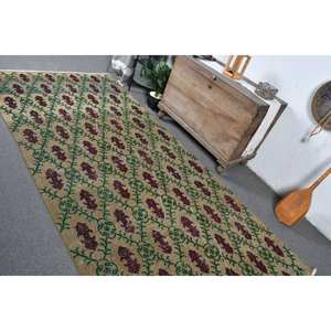 Alfombra clásica de lana de retazos verde Beige 4,7X9,8 pies diseño Aubusson turco para sala de estar pasillo de noche rectángulo de látex - Product Image 4