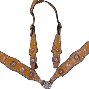 Ensemble de harnachement de cheval Western en cuir de luxe de haute qualité avec logo personnalisé collier de poitrine Headstall équitation cheval de trait complet - Product Image 1