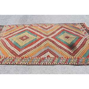 Tapis turc vintage, tapis Kilim 5,2x10,3 pieds, tapis camouflage rouge et bleu - Product Image 3