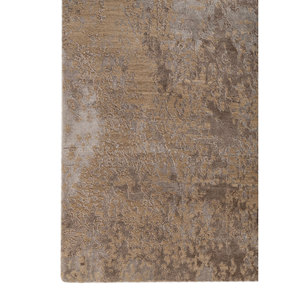 Alfombra Kavi Gris y Negra Anudada a Mano de Lana y Seda de Bambú con Patrón Abstracto para Sala de Estar o Pasillo, Tamaño 9x12 - Esk-662 - Product Image 4