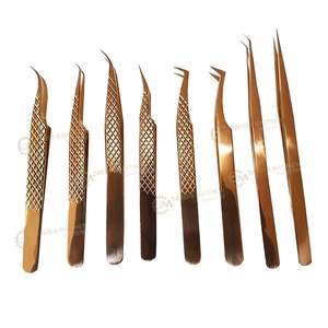 Pinzas de pestañas de diamante de 90 grados con logotipo personalizable Punta de volumen de fibra de plasma multicolor Pestañas altas duraderas de acero inoxidable - Product Image 2