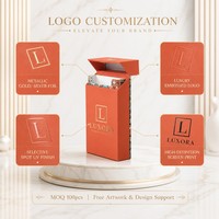Caja de Regalo Magnética Rígida Personalizada con Tapa Plegable, en Forma de Libro, Acabado Mate Naranja, Forro Interior Estampado, Impresión a Cuatro Colores