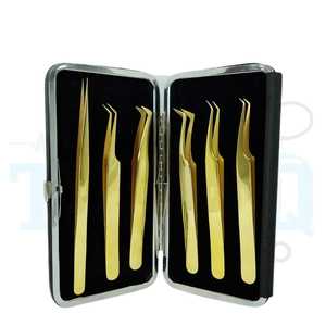 Instruments de beauté de qualité supérieure pince à cils ensemble de 6 pièces couleur or enduit par TARIQ MFG CO - Product Image 1