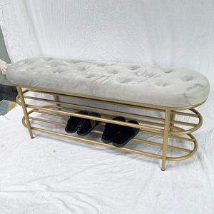 KG68037 Upholstered <b>Cushion</b> Waiting <b>Bench</b> with Shoe Rack 120x35x45cm - Product Image 6