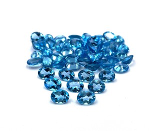 พลอยเทียมทรงไข่สวิสสีฟ้าขนาด6x9มม. สำหรับทำเครื่องประดับหินบุษราคัมปรับเทียบแบบหลวมโดยผู้ค้าส่ง - Product Image 2