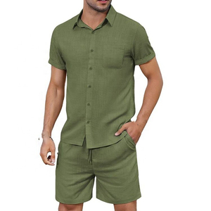 Ensemble de survêtement décontracté en molleton respirant pour homme, 2 pièces, t-shirt à manches courtes et short, personnalisable - Product Image 2