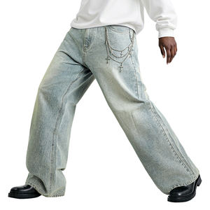 Jeans baggy en denim de haute qualité, streetwear décontracté, logo personnalisé, pour hommes - Product Image 5
