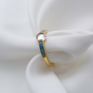 Popular Turquoise Zircon Trendy Design Cluster <b>Ring</b> Clear Epoxy Stone Turkish Handmade Wholesale 925 Sterling Silver Jewelry - Product Image 2