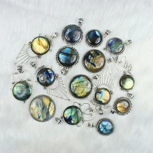 สร้อยคอสเตอร์ลิงเงินดีไซน์เนอร์พร้อมจี้สลักฝาแบบลาบราดอไรต์และเครื่องประดับชุบสวยงามขายส่ง - Product Image 6