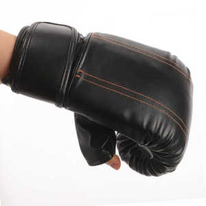 Guantes de Boxeo de Cuero con Cierre de Velcro en los Dedos Completos, Color Negro, para Adultos, Equipo de Boxeo - Product Image 3