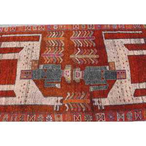 Tapis turc vintage, tapis Herki 3,2x11,4 pieds, tapis en laine rouge à motifs floraux - Product Image 5
