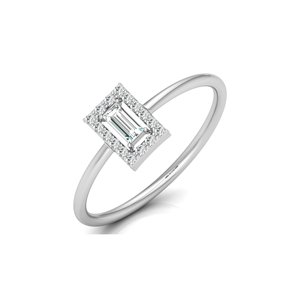 Ishi Diamonds <b>Dainty</b> Baguette Halo Diamond <b>Ring</b> 18k White Gold - Product Image 3
