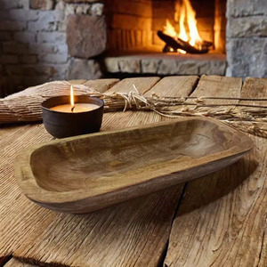 High Quality Hand-Crafted Christmas Wedding Centerpieces Eco-Friendly Natural Mango Wood Wax-Filled <b>Dough</b> <b>Bowls</b> for Home Decor - Product Image 3