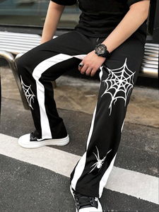 Pantalon de survêtement unisexe en coton épais délavé à l'acide avec logo personnalisé, coupe large, effet dégradé vintage, style streetwear évasé en tissu éponge - Product Image 3