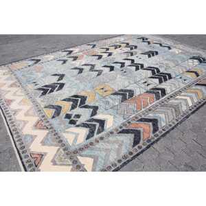 Tapis vintage surdimensionné 9,5x13,6 pieds, tapis turc persan en laine bleu gris - Product Image 3