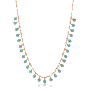 Turquoise CZ Pierre Poire Coupe Forme Conception Shaker Collier En Gros À La Main Turc 925 Bijoux En Argent Sterling - Product Image 6