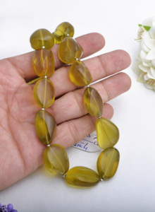 Cuentas Redondas Lisas de Cuarzo Oliva l 17 Pulgadas Cuentas Redondas Lisas de Cuarzo Oliva Natural para la Fabricación de Joyería Fina Piedra Preciosa - Product Image 5